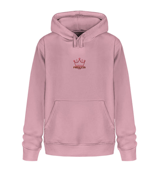 A pink princess-themed hoodie flaunting its regal embroidered crown, fit for any aspiring royal bean!